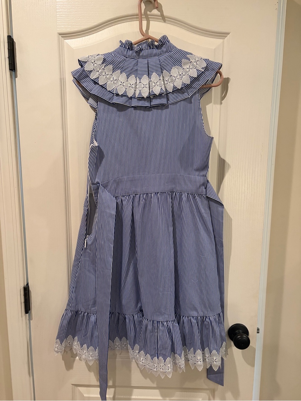 Ted baker kikkii size 2 us 4-6 Blue Striped Ruffle-Neck Women's Dress - Picture 7 of 9